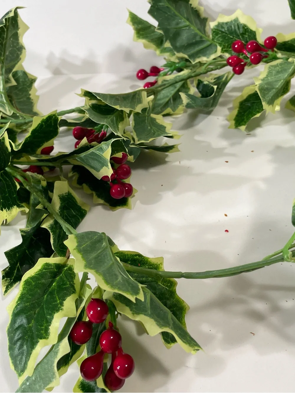 Vintage Christmas Holly Ivy Garland Lot 2 Pieces 5 Ft & 3 Ft Plastic Decor MCM